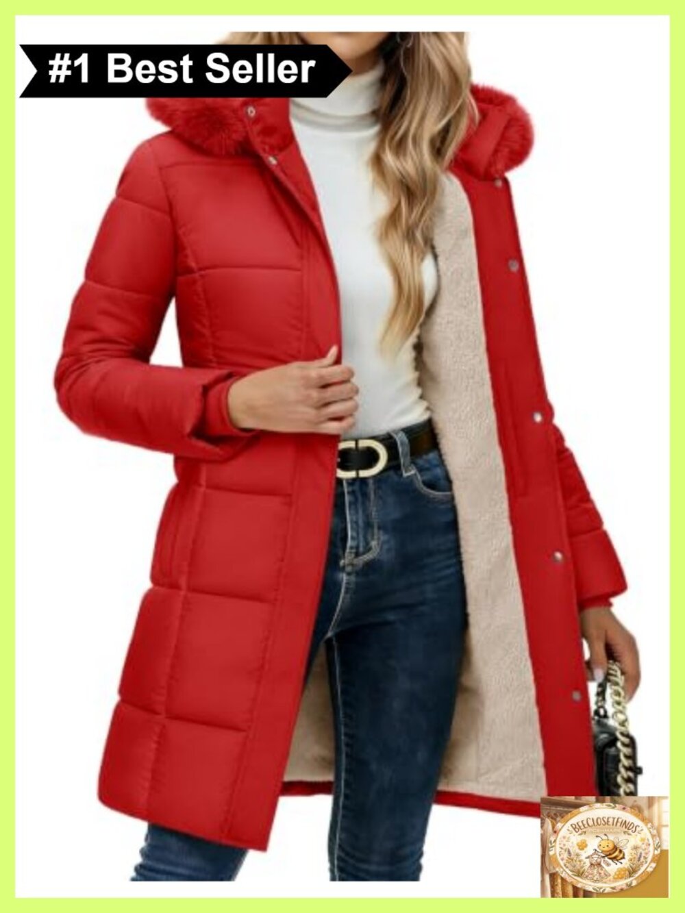 Water Resistant Quilted Puffer Down Parka Fleece Lined Winter Coat